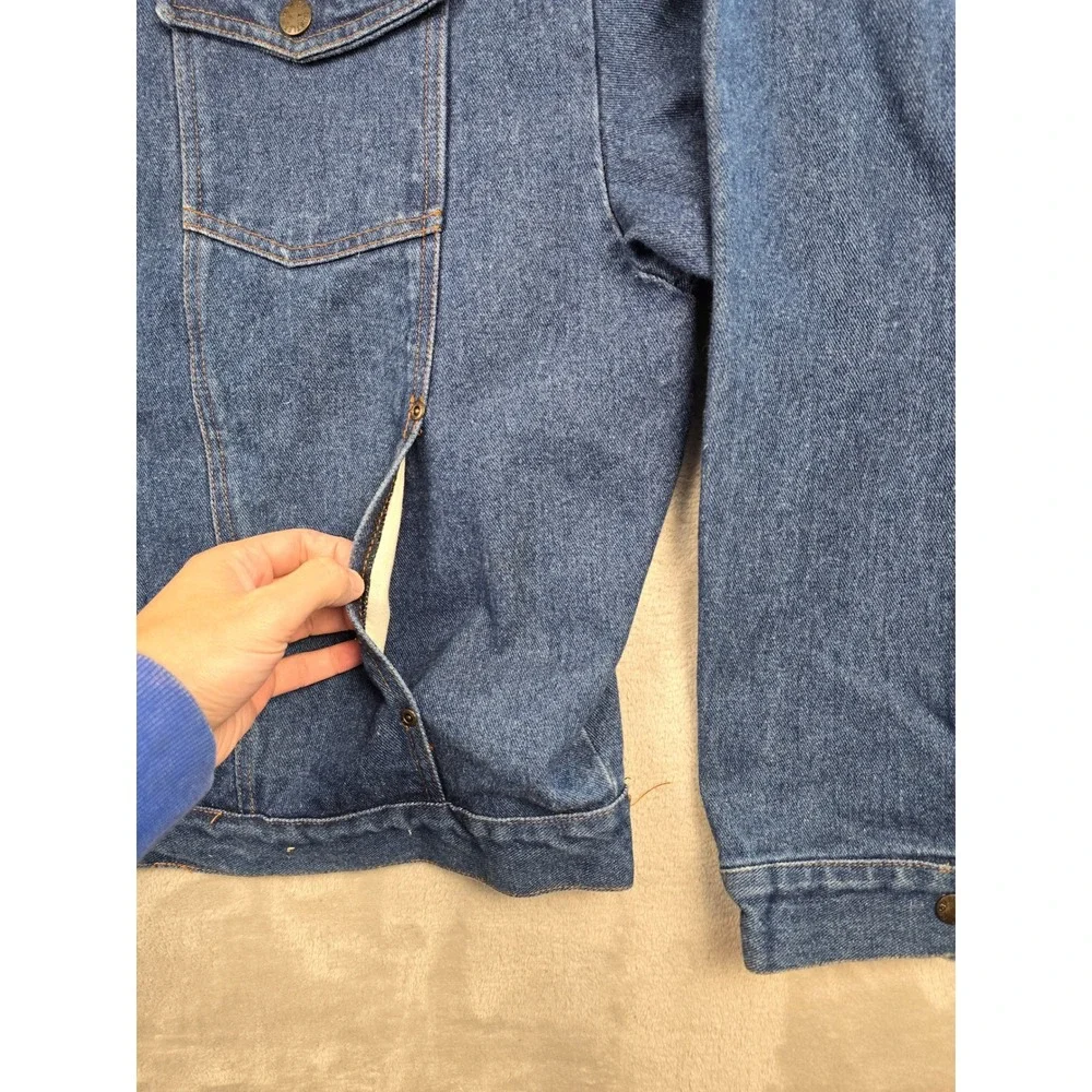 Vintage Rustler Denim Jacket Men XL Blue Trucker Coat Heavy Button Front